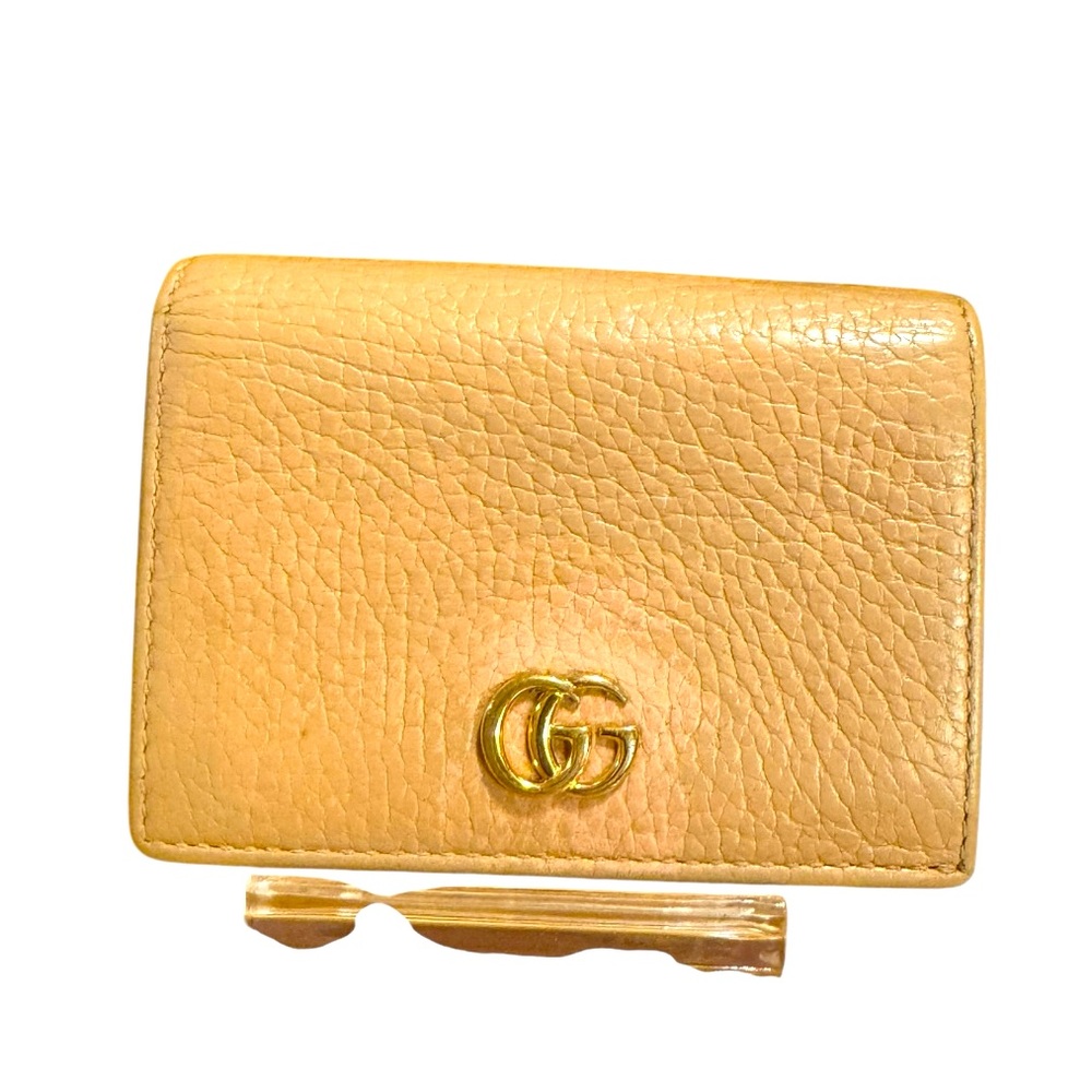 GUCCI MARMOT COMPACT WALLET IN LIGHT PINK COLOR LEATHER AUTHENTIC EUC